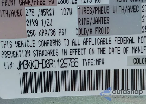 2024 Mazda Cx-90 3.3 Turbo Premium z USA, uszkodzony, nr VIN JM3KKDHD8R1129765